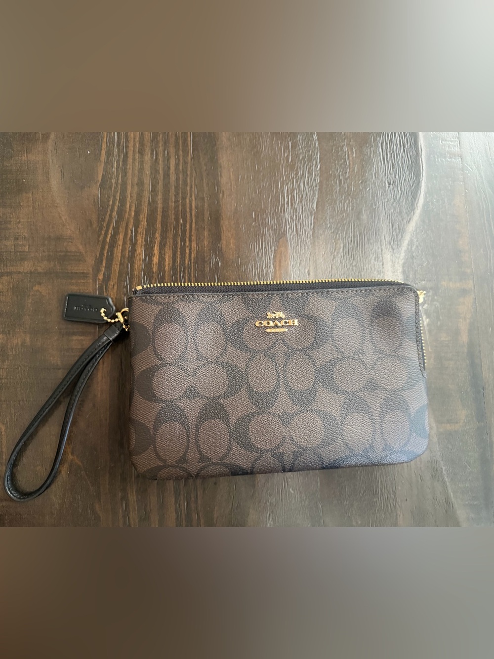 Coach Brown Signature Canvas Wristlet